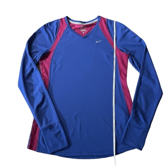 NIKE WOMENS BLUE & PURPLE LONG SLEEVE LIGHTWEIGHT ATHLETIC TOP SIZE SMALL - Picture 6 of 12